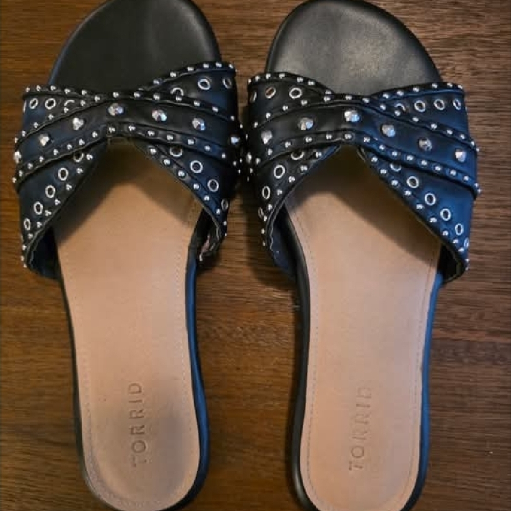Torrid Black Studded Slide Sandals